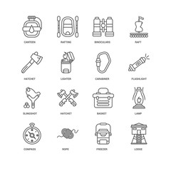 Simple Set of 16 Vector Line Icon. Contains such Icons as Lodge,