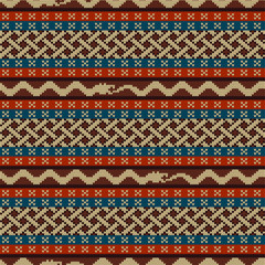 Knitted seamless pattern with elements of the Celtic knot and a snake biting a snake tail that ahead