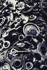Steampunk texture, backgroung with mechanical parts, gear wheels