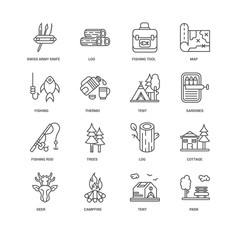 Simple Set of 16 Vector Line Icon. Contains such Icons as Park,
