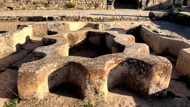 Roman ancient ruins at the archaelogical UNESCO Heritage site of Volubilis in Morocco, Africa