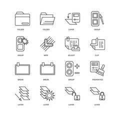 Simple Set of 16 Vector Line Icon. Contains such Icons as Layer,