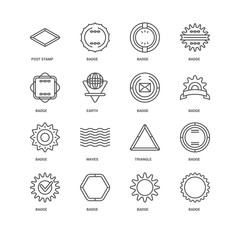 Simple Set of 16 Vector Line Icon. Contains such Icons as Badge,
