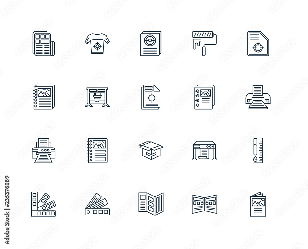 Poster set of 20 universal editable icons. includes elements such as fl