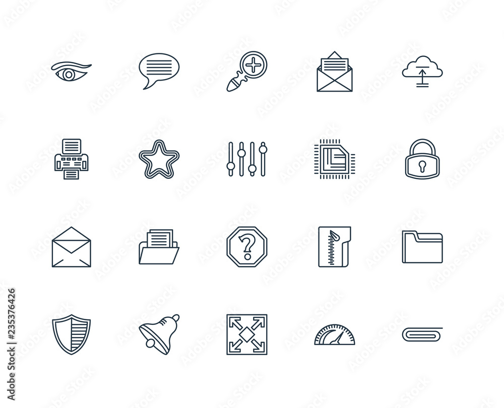 Aufkleber set of 20 universal editable icons. includes elements such as cl