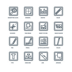 Set Of 16 Universal Editable Icons. Includes Elements Such As Ar