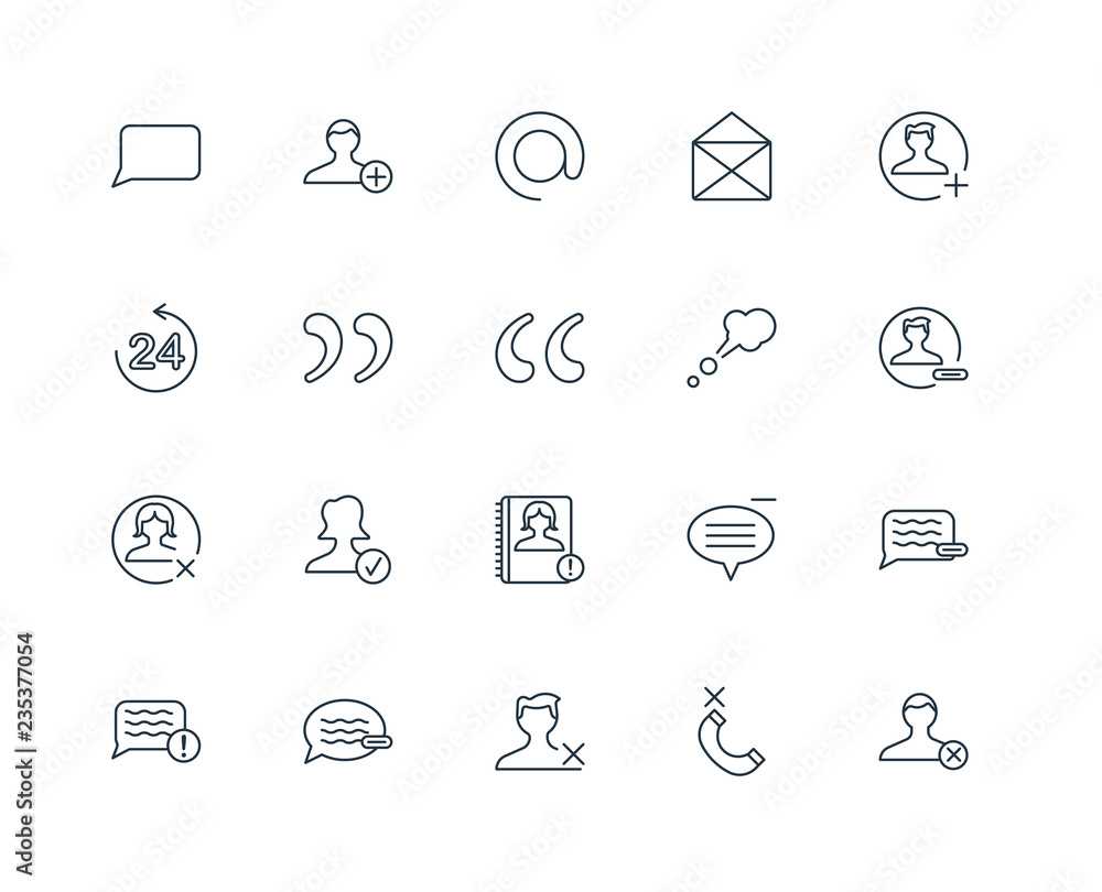 Poster set of 20 universal editable icons. includes elements such as us