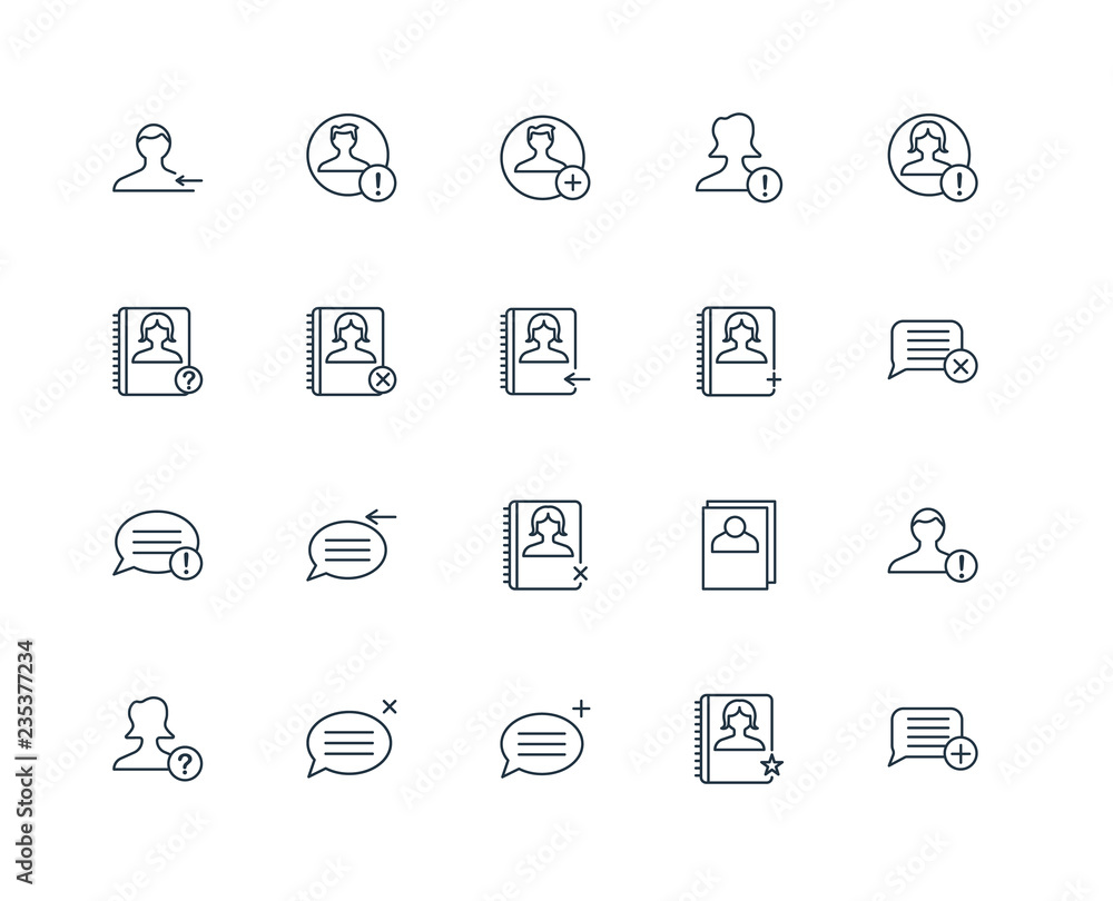 Poster set of 20 universal editable icons. includes elements such as sp