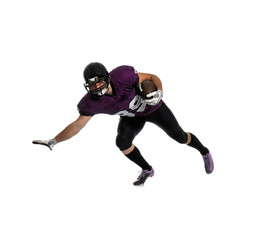 American football player with ball on white background © New Africa