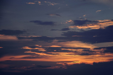 Clouds in the sky above the horizon