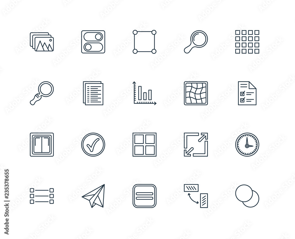 Poster set of 20 universal editable icons. includes elements such as ov