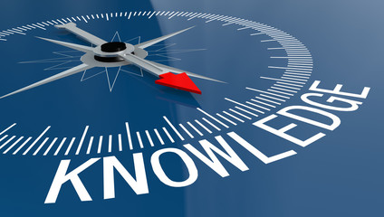Blue compass with knowledge word