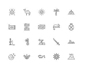 Simple Set of 20 Vector Line Icon. Contains such Icons as Sand,