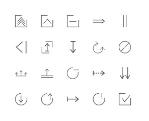 20 linear icons related to checked, danger, right arrow, top, bo