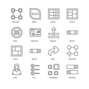 Simple Set of 16 Vector Line Icon. Contains such Icons as Switch