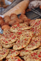 Luxurious sorts of bread at a market