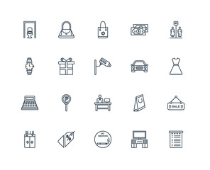Set Of 20 Universal Editable Icons. Includes Elements Such As Sh