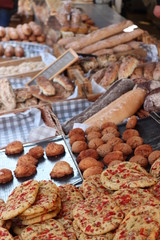 Luxurious sorts of bread at a market