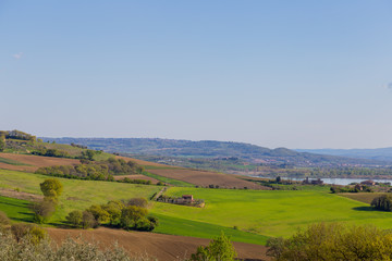 Obraz premium Green hills swaying with soft Umbre lines