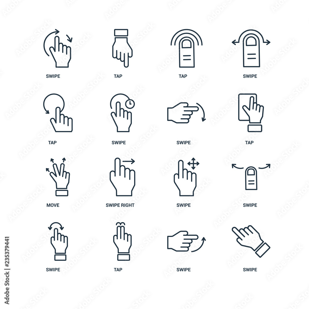Poster set of 16 universal editable icons. includes elements such as sw