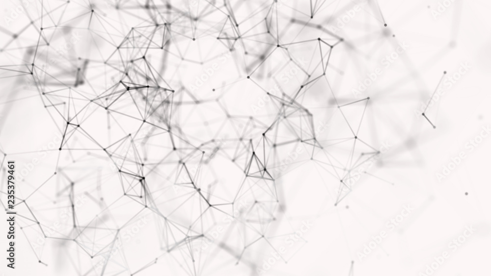 Poster Big data visualization. Science background. Big data complex with compounds. Lines plexus. Digital Plexus Glow Dots Backgrounds.