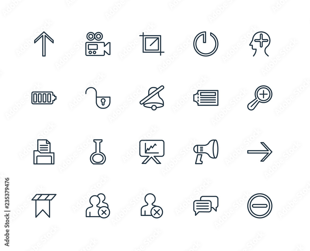 Poster set of 20 universal editable icons. includes elements such as mi