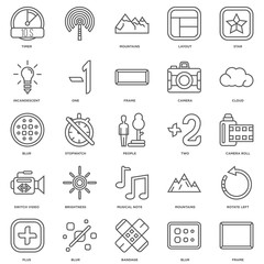 Simple Set of 25 Vector Line Icon. Contains such Icons as Frame,