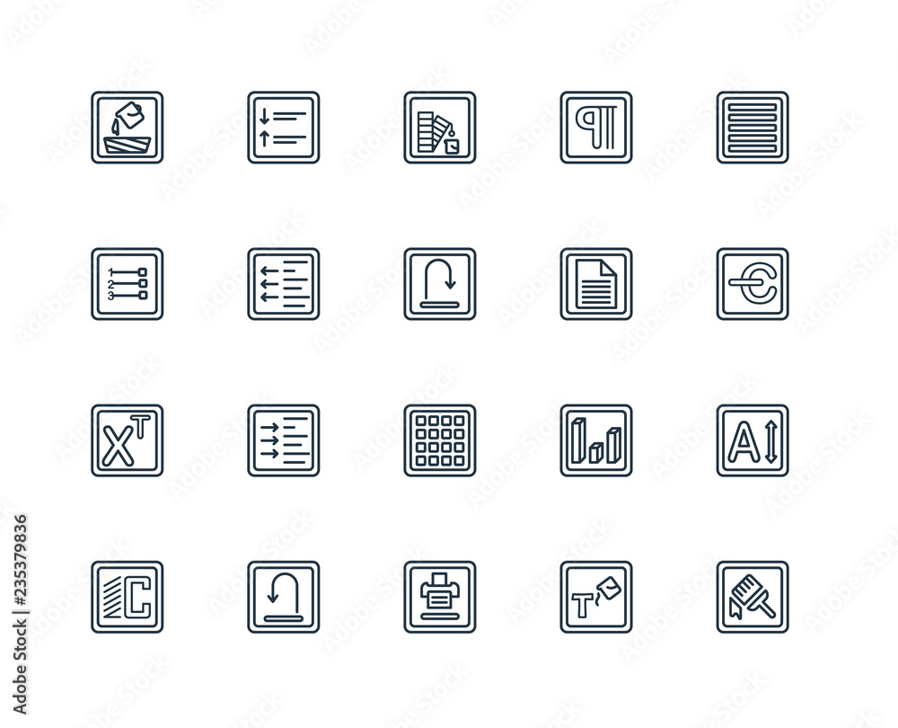 Aufkleber set of 20 universal editable icons. includes elements such as br