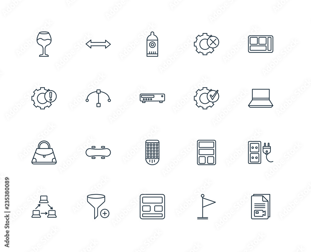 Poster set of 20 universal editable icons. includes elements such as vi
