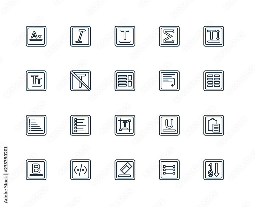 Poster set of 20 universal editable icons. includes elements such as so