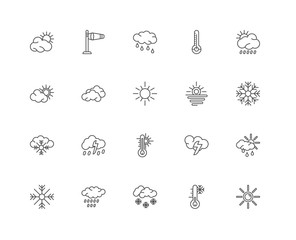 Simple Set of 20 Vector Line Icon. Contains such Icons as Sun, T