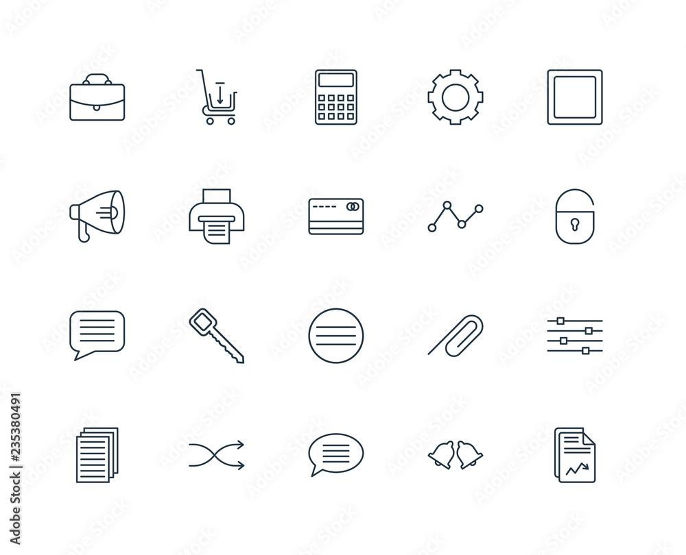 Poster set of 20 universal editable icons. includes elements such as an