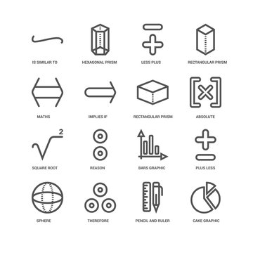 Simple Set of 16 Vector Line Icon. Contains such Icons as Cake g