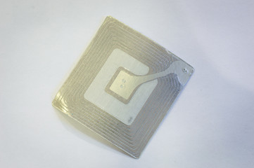 Close up of RFID tags used for tracking and identification purposes and as an anti-theft system in...