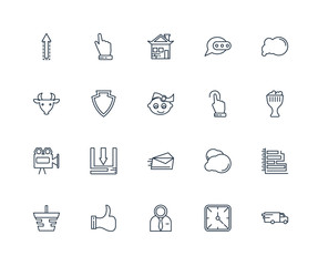 Set Of 20 outline icons such as Van, Clock, Man, Like, Shopping