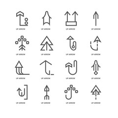 Simple Set of 16 Vector Line Icon. Contains such Icons as Up arr