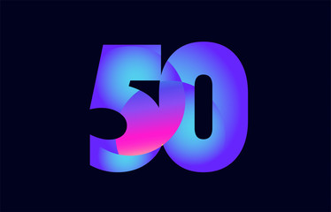 50 pink blue gradient number logo icon design