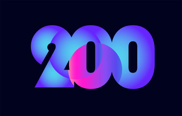 200 pink blue gradient number logo icon design