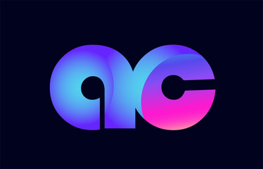 ac a c spink blue gradient alphabet letter combination logo icon design