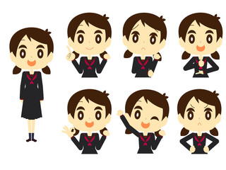 女子高校生ポーズセット