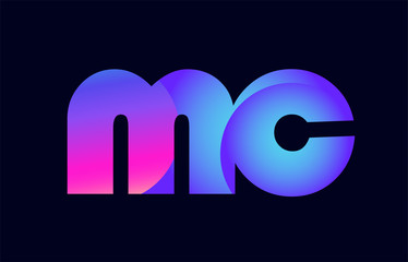 mc m c spink blue gradient alphabet letter combination logo icon design