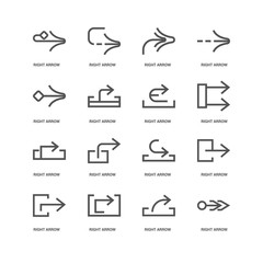 Simple Set of 16 Vector Line Icon. Contains such Icons as Right