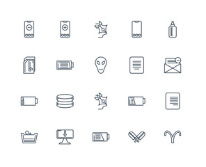 Set Of 20 outline icons such as Aries, Corndog, Battery, Monitor