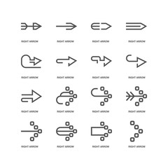 Fototapeta premium Simple Set of 16 Vector Line Icon. Contains such Icons as Right