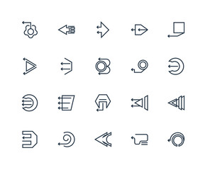 Set Of 20 outline icons such as Left arrow, linear icon pack