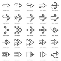 Simple Set of 25 Vector Line Icon. Contains such Icons as Right