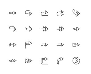 Simple Set of 20 Vector Line Icon. Contains such Icons as Right