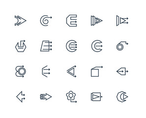 Set Of 20 outline icons such as Right arrow, linear icon pack