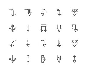 Simple Set of 20 Vector Line Icon. Contains such Icons as Down a