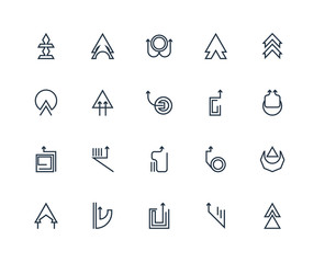 Set Of 20 outline icons such as Up arrow, linear icon pack